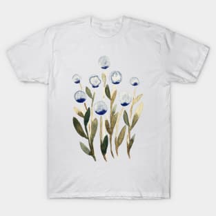 Simple watercolor flowers - sap green and grey T-Shirt